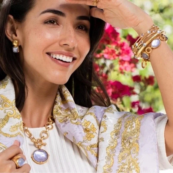 Julie Vos NWT authentic luxury minimalist Iridescent Chalcedony Blue Bracelet - Picture 3 of 17